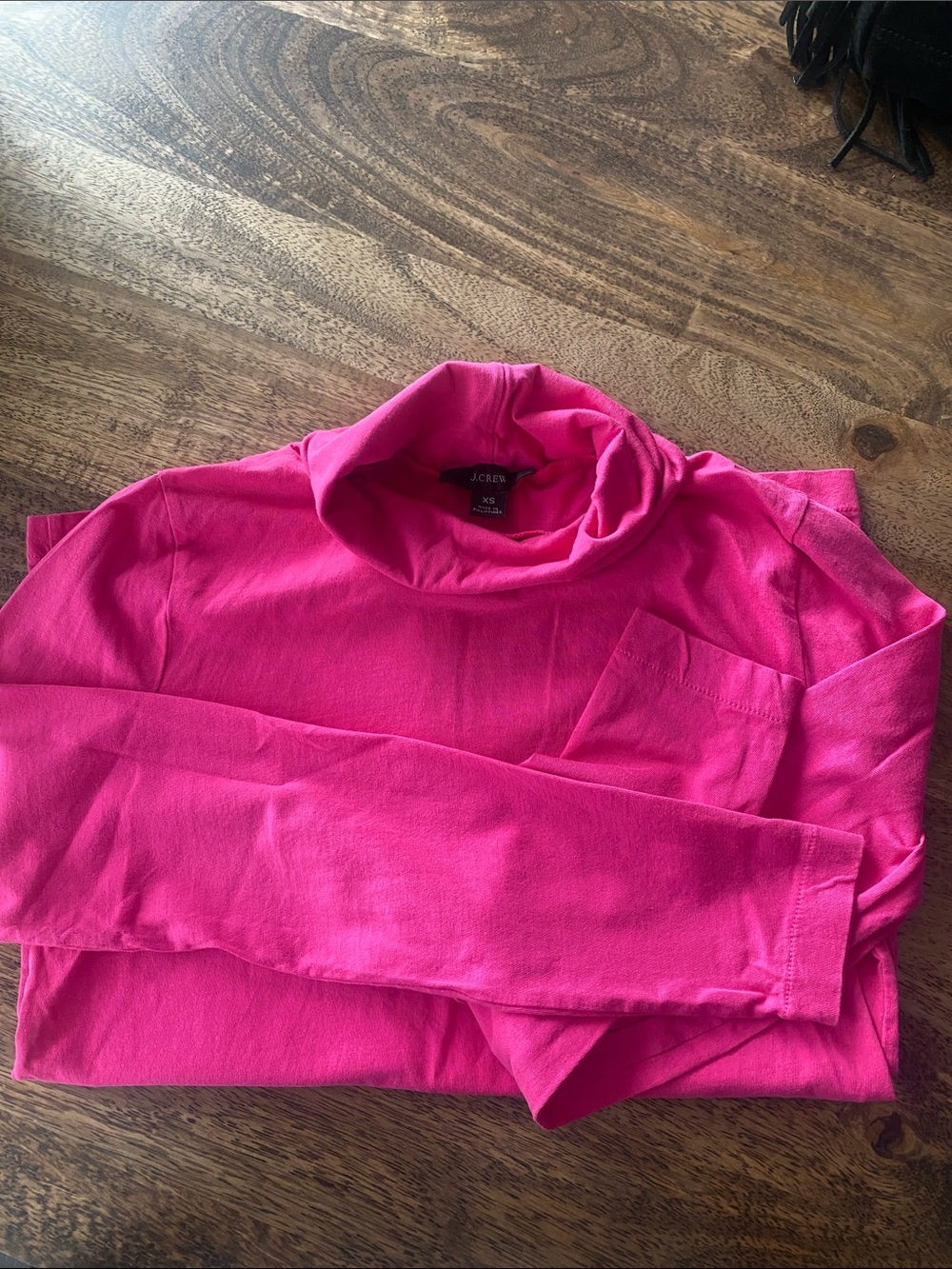 J. Crew Hot Pink Tissue Turtleneck Long Sleeve Top